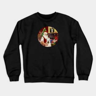 Santa at Home with His Soft Coated Wheaten Terrier Crewneck Sweatshirt